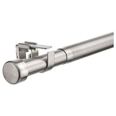 a close up of a metal curtain rod