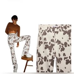 Zara Cow Print Skinny Flare Jeans Nwt. Size 2. Never Worn. Super Cute! Zara Basics, High Waisted Flares, Distressed Denim Jeans, Black Denim Jeans, Zara Jeans, Wide Leg Denim, Cow Print, Zara Women, Cropped Jeans