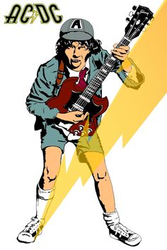 an image of a man with a guitar in his hand and the words ac dc on it