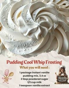 an advertisement for puddinging cool whip frosting