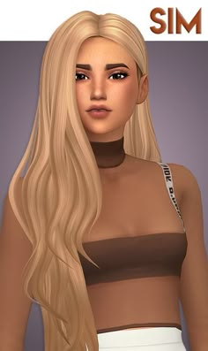 an animated image of a woman with long blonde hair wearing a brown top and white skirt