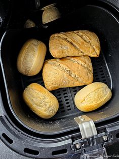 several loaves of bread in an air fryer