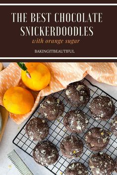 the best chocolate snickerdoodles with orange sugar are on a cooling rack