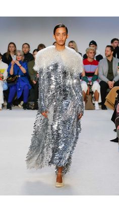 London Fashion Week Trends From Fall Winter 2020 Mona Tougaard, Platform Creepers, Fashion Week Trends, Silver Gown, Cecil Beaton, Velvet Quilt, Margaret Howell, Jw Anderson, Casual Coat