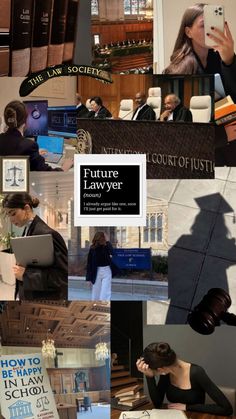 a collage of pictures with people working on laptops, books and other items