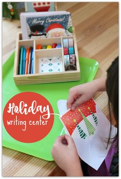 Writing center idea for december with christmas cards Preschool Writing Center Ideas, Preschool Writing Center, Christmas Science Activities, Christmas Card Writing, Holiday Centers, Holiday Writing, Christmas Science, Christmas Lesson, Christmas Writing