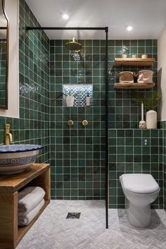 If you are going to include these types of features  then you should plan how you will hide them and where they should go. For example  if you are intending to install a whirlpool spa  then you need to make sure that you don't have it show right above an open window. Moroccan Bathroom, Moroccan Sink, Bathroom Green, Style Bathroom, Chic Bathrooms