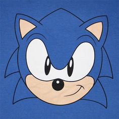 sonic the hedgehog face on a blue t - shirt with black eyes and ears