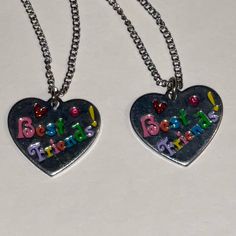 Claire’s Set Of 2 Silver Heart Best Friends Necklaces. Length 17” + 3” Cute Matching Necklaces, Six Month Anniversary, Best Friends Necklaces, Birthday Gifts For Friends, Month Anniversary, Glen Coco, Bff Necklace, Necklaces Length, 2 Best Friends