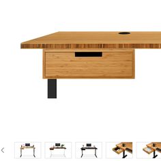 an image of a wooden table with drawers on each side and other tables in the middle