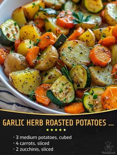 garlic herb roasted potatoes in a white bowl