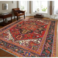 Introducing the Fine Vintage Heriz Noreen Red Rug, an embodiment of enduring tradition, craftsmanship, and timeless elegance. Red Orientalist Rug Living Room, Persian Rug Living Room, Red Turkish Rug, Charcoal Rug, Rug Dining Room, Rug Living Room, Red Rug, Rug Store, Red Rugs