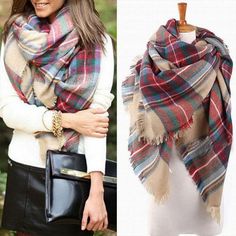 Tartan Blanket Scarf, Trendy Blanket, Plaid Shawl, Tartan Scarf, Plaid Blanket Scarf, Cashmere Shawl, Triangle Scarf, Wrap Shawl, Blanket Scarf