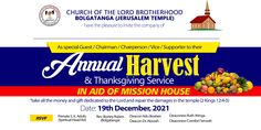 an ad for the annual harvest and thanksgiving service in aid of mission house on december 21, 2012