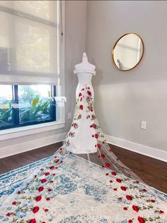 This season, brides are turning to floral wedding trains for a beautiful aisle-ready look. This semi-sheer train can be custom made to any length that is perfect for both long and short gowns and offers stunning movement for wedding pictures. This item includes pins to affix the train to your gown for an uninterrupted, beltless aesthetic. You can select the positioning of the train on your wedding dress. Item will arrive folded in a dress bag. If you decide this is the dress for your big day: We White Wedding Dress With Red Roses, Wedding Dress With Red Flowers, Beauty And The Beast Wedding Dress, Mexican Inspired Wedding Dress, Wedding Dress Two Piece, Scorpio Energy, Wedding Train, Mexican Wedding Dress, Wedding Dresses Sweetheart Neckline