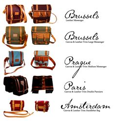 the different types of messenger bags are shown