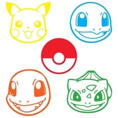 four different types of pokemon faces