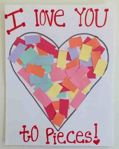 i love you to pieces card made with post it notes