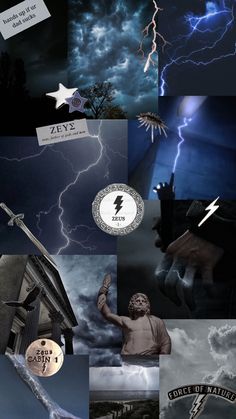 the collage shows lightning, stars and other things