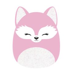 a pink and white fox face with its eyes closed, it's head tilted to the side