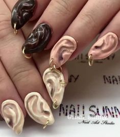 Simple Minimalist Nails Pierced Nails, Piercing Nails, Weird Nails, Funny Nails, Sailor Moon Nails, Monster Nails, Nails Grunge