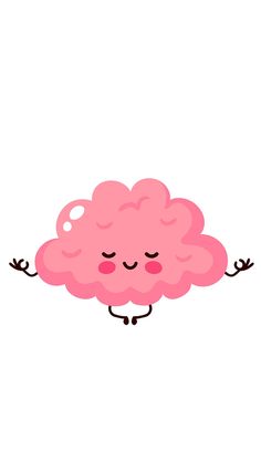 a pink cloud with its eyes closed and arms wide open