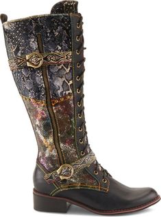 L'Artiste by Spring Step Vaneyck Knee High Boot (Women) | Nordstrom Nordstrom, L'artiste By Spring Step, Metallic Pattern, Lace Up Boots, Knee High Boots, Knee High, Womens Boots, Buckle, Lace Up