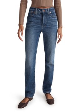 The cut: with their waist-accentuating high rise, Magic Pockets™ in front and tapered legs, these are 'mom jeans' if your mom was a '90s supermodel. The fabric: Madewell's best-selling Heritage Stretch denim has an old-school look and a touch of give for a perfectly broken-in feel 99% cotton, 1% elastane Machine wash, tumble dry Imported Fall Straight Mom Jeans, Straight Mom Fit Jeans For Fall, Fall Mom Fit Straight Jeans, Straight Mom Jeans For Fall, School Looks, Vintage Canvas, Your Mom, Premium Denim, Vintage Jeans