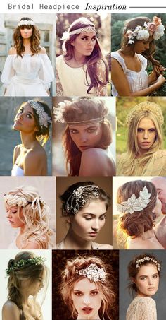 many different pictures of women with flowers in their hair and headpieces on them