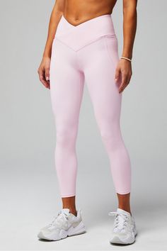 Oasis PureLuxe HW Crossover 7/8 Legging Fabletics pink female Activewear >> Womens >> Bottoms >> Leggings >> 7/8s PureLuxe regular Yoga and Studio 4-Way Stretch/Moisture-Wicking/UPF Protection Preppy Leggings, Mesh Workout Leggings, Female Activewear, Velour Leggings, Fabletics Leggings, Star Leggings, Red Leggings, White Leggings, Ribbed Leggings