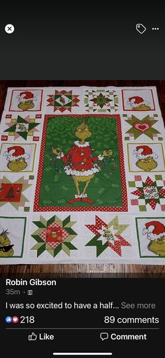 a quilter's christmas table topper is shown