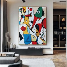 Large Abstract Colorful Painting Colorful Wall Art Living Room, Custom Frames, Geometric Painting, Colorful Abstract Painting, Linen Canvas, Art Living Room, Colorful Wall Art, Textured Wall Art, Colorful Paintings