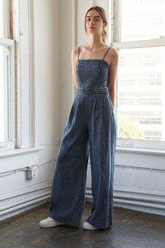 Denim Acid Washed Wide Leg Jumpsuit Flying Tomato, Straight Neckline, Denim Jumpsuit, Wide Leg Jumpsuit, Waist Band, Jumpsuit Romper, Fitness Models, Adjustable Straps, Wide Leg