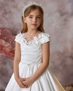 Heavenly Petals Communion Gown Black Flower Girl Dress, Red Flower Girl, Flower Girl Dresses Champagne, Red Flower Girl Dresses, Blush Flower Girl Dresses, Flower Girl Dresses Blue, Scalloped Collar, Dresses Boutique, Pink Flower Girl Dresses