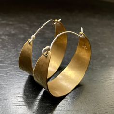 These sweet, wide brass hoops make great "every day" earrings. Hammered and oxidized, sterling ear wire fits into hole in back of hoop to close. Small - around 3/4" diameter Medium - 1 1/2" diameter Large - a little over 2" diameter Hammered Brass Earrings, Brass Jewellery Handmade, Brass Hoop Earrings, Hammered Hoop Earrings, Oxidized Brass, Hammered Earrings, Brass Hoops, Find Objects, Brass Jewelry