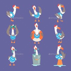 roosters with different poses and expressions - animals characters