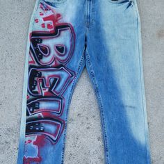 Good Condition. Custom Spray Painted. Has A Few Small Marks. See Pics. Waist: 36" Inseam: 29" Rise: 12" Leg Opening: 8" Bell Biv Devoe Hip Hop Poison Vintage Ricky Bell Airbrush Pants, Painted Denim Jeans, Bell Biv Devoe, Ricky Bell, Jeans Custom, Painted Denim, Old Navy Jeans, Navy Jeans, Cute Simple Outfits