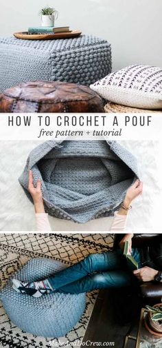 how to crochet a pouf free pattern and instructions for this easy project