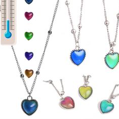 Mood Changing Necklace Color Change Love Heart Pendant Necklace Temperature Sense Color Changing Rings Glass Beaded Link Chain Trendy Necklace For Women Girlpendant Diameter: 21mm(0.82"). Chain Length: 50cm(19.68"). Necklace Weight: 8g. Pendant Metal Type: Alloy. Chain Metal Type: Stainless Steel. The Pendant Will Change Its Color With The Temperature Changing, In Black Below 14 Degrees Centigrade(57.2 Degrees Fahrenheit), In Different Color Between 14-38 Degrees Centigrade(57.2-100.4 Degrees Fa Graduation Gifts For Sister, Mood Jewelry, Trendy Necklace, Trendy Necklaces, Heart Pendant Necklace, Necklace For Women, Mother Day Gifts, Link Chain, Graduation Gifts