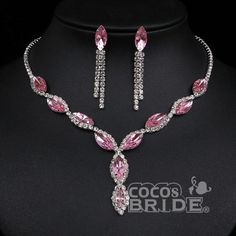 Pink Crystal Engagement Wedding Jewelry Sets | Bridelily Crystal Bridal Jewelry Sets, Inexpensive Jewelry, Crystal Wedding Jewelry, Crystal Jewelry Sets, Crystal Choker Necklace, Crystal Choker, Fancy Jewelry, Affordable Jewelry, Girly Jewelry