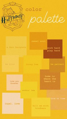 a poster with the words harry potter on it's back and yellow squares in different colors