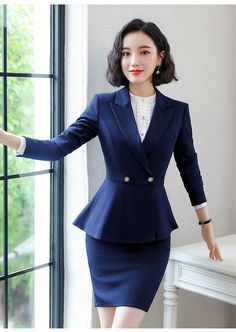 Business Suits For Women Skirts, Formal Office Wear, Suit With Jacket, Jacket And Skirt Set, Formal Office, Look Formal, Business Suits