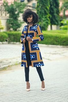 African Fashion Design, African Print Coat, Ankara Tops, Style Africain, Diesel Punk