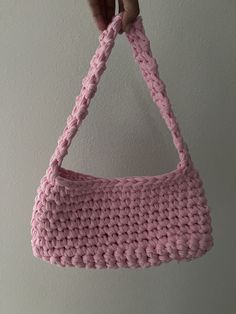 T-shirt yarn shoulder bag- pink. Bag is 12x6 inches and straps are 8 inches tall. Trendy Pink Crochet Bag With Adjustable Strap, Pink Crochet Shoulder Bag For Spring, Casual Pink Crochet Bag For Daily Use, Pink Crochet Shoulder Bag With Adjustable Strap, Casual Pink Crochet Bag With Adjustable Strap, Pink Casual Crochet Tote Bag, Casual Pink Crochet Tote Bag, Casual Pink Crochet Rectangular Bag, Casual Pink Rectangular Crochet Bag