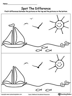 two coloring pages with the same boat and sun