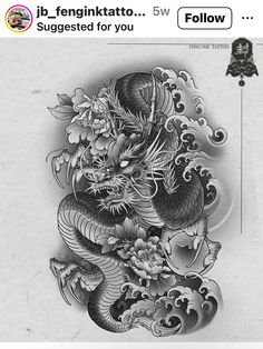 an image of a black and white tattoo design