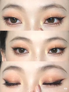 Makeup Looks For Monolid Eyes, Monolid Winged Eyeliner, Douyin Eye Makeup Monolid, Prom Makeup Monolid, Makeup Ideas Monolid, Monolid Makeup Korean