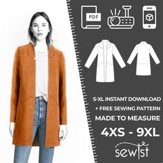 an image of a woman's cardigan sewing pattern with measurements and instructions for it