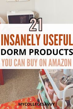 an open drawer with the words 21 insanely useful dorm products you can buy on amazon