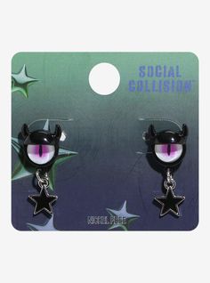 Social Collision Monster Eye Star Drop Earrings | Hot Topic Monster Energy Accessories, Horned Monster, Scene Earrings, Hades Daughter, Social Collision, Inner Monster, Star Drop Earrings, Right Arrow Icon, Monster Eyes